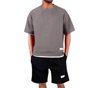 Set da uomo casual, slim fit, elegante set di due pezzi, per tutti i giorni e il tempo libero, versatile per tutte le stagioni, materiale di facile manutenzione con elastico, marrone, L