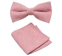 Set da uomo di lusso in misto cotone con papillon e tasca quadrata, Rosa antico, Length 12cm, width 6cm
