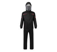 Set da uomo e donna, multifunzione, impermeabile, con cerniera, antipioggia e pantaloni antipioggia casual e comfort, con cappuccio e tasche, tuta antivento e alla moda, per moto, rosso, XXXXL