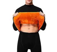 Set da uomo in pile di biancheria intima termica a collo alto da uomo e donna ispessito e imbottito Qiu Jie Qiu pantaloni in un set di due anziani camicia a doppio polsino, Nero , XL