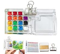 Set da Viaggio per Acquerelli Pocketartist, Mini Portatile Tavolozza da Viaggio per Colori, Scatola Colori + Colori + Libro Disegno + Clip + Penna Acqua (Acrylic15)