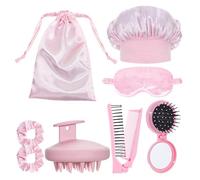 Set da viaggio per la cura dei capelli da donna, 8 pezzi, include cuffie per capelli secchi, pettine pieghevole per dormire, spazzola per cuoio capelluto, set massaggiante per capelli in seta per