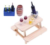 Set da vino per case delle bambole, mini calici, cestino rosso, botte di birra finta, piccoli mobili per cantina, creativi in miniatura per case delle bambole e collezionisti