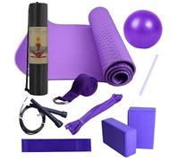 Set da yoga - Set da 10 pezzi, tappetino da allenamento con di yoga. Include una palla da yoga, una fascia di resistenza in lattice, una fascia elastica e attrezzature da allenamento portatili