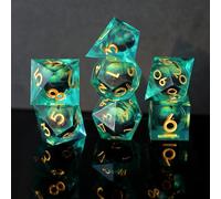 Set Dadi D&D 7 Pezzi Dragon Eye Mobili Resina Dadi da Gioco Particolari DnD con Bordi Affilati Poliedrici Dadi per Dungeon Draghi Pathfinder RPG DND MTG con Confezione Regalo