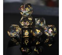 Set Dadi D&D 7 Pezzi Sabbie Mobili Resina Dadi da Gioco Particolari DnD con Bordi Affilati Poliedrici Dadi per Dungeon Draghi Pathfinder RPG DND MTG con Confezione Regalo