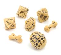 Set Dadi D&D - Set di 7 Dadi Poliedrici Teschio e Ossa per GDR/RPG - D20, D12,%D10, D10, D8, D6 & D4. DND Dice Set/Dadi D&D Particolari per Warhammer, Pathfinder, Dungeons & Dragons Gadget (Giallo)