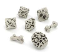 Set Dadi D&D - Set di 7 Dadi Poliedrici Teschio e Ossa per GDR/RPG - D20, D12,%D10, D10, D8, D6 & D4. DND Dice Set/Dadi D&D Particolari per Warhammer, Pathfinder, Dungeons & Dragons Gadget (Bianco)