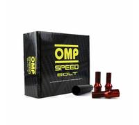OMP SPEED Set di 20 viti a ruota con metrica M14X1.25 Chiave da 17/19 Lunghezza filettata da 27 mm, colore rosso e materiale DIN 10,9