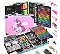 Set d'arte per pittura e disegno, valigetta da 145 pezzi per bambini ZESTAW ARTYSTYCZNY DO MALOWANIA RYSOWANIA FARBY DLA DZIECKA WALIZKA 145 el.Acrilica