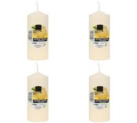 Set de 4 Candele Profumate Crema alla Vaniglia, Candela Beige a Colonna Profumada 11x4.7cm, Candela Profumada 25 Ore di Combustione