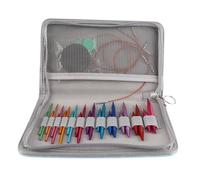 Set de Agujas Circulares Intercambiables Cortas 12 Tamaños 3-8 mm en Aluminio Ligero con Colores Surtidos y Estuche Organizador Kit de Agujas Circulares Intercambiables para Tejido Circulares Cortos