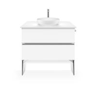 Set de lavabos Duravit Sivida rond avec console 880x500x123mm, 2680133200, 2680133200, Colorazione: Lavabo Interno: Bianco seta opaco, esterno: Bianco seta opaco; Console: Bianco