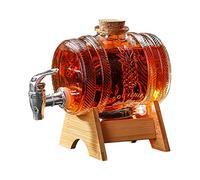 Set decanter per whisky, 1 l, caraffa per whisky, regalo per uomini, whisky, bottiglia da whisky con supporto in legno e dispenser per liquori, dispenser per caraffa in vetro, beccuccio