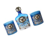 Set decanter per whisky commemorativo, Blue bottle three | Set bottiglie liquore in vetro premium ideali per collezionisti e per celebrare 250 anni storia americana