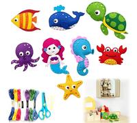 Set Decorativo in Feltro a 8 Pezzi Motivi Marini - Elementi pre-tagliati in feltro per allestimenti di interni statici destinati esclusivamente agli adulti, con tartarughe, balene, polpi e sirene