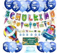 Set decorativo per l'inizio della scuola, 2025, ghirlanda per l'inizio della scuola + striscione di sacchetti di zucchero + 18 palloncini con motivo ABC 123 per bambini e 2 decorazioni per l'inizio