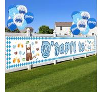 Set decorativo per Oktoberfest, striscioni e 20 palline in blu e bianco, ghirlanda bavarese, extra lunga, decorazione per feste di Oktoberfest, per tende di birra, festival di Monaco