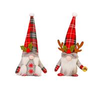 Set Decorazione Coppia Gnomi Natalizi Peluche Bufalo Rosso Check Festivo