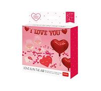 Legami - Set Decorazione Serata Romantica, Ghirlanda di Carta, 2 Sottobicchieri a Cuore in Cartoncino, 5 Palloncini, 2 Tovaglioli di Carta, Coriandoli di Carta Bicolore