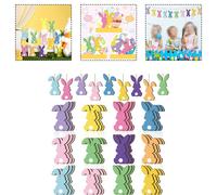 Set Decorazioni Festive 36 Pezzi in Legno con Stravaganti Coniglietti Pasquali