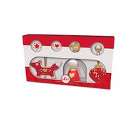 Set Decorazioni natalizie rosse (3 pz.) | Sevi | Decorazioni albero di Natale in legno. Collezione artigianale | 28x15,5x5cm | Decorazioni natalizie in legno | modello 83098