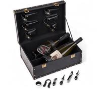 Set Degustazione Vino Regalo con Baule Rigido in Pelle e Accessori - Prosecco Extra Brut DOCG & El Vin del Nono - Confezione Elegante Riutilizzabile - Al Canevon