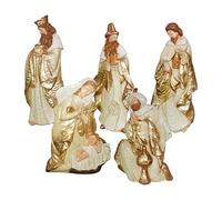 Set Del Presepe Per Ambienti Interni | 5 Pezzi Statuine della Sacra Famiglia in Resina | Statua Del Presepe,Per Uso Interno Casa Tavolo Scrivania Chiesa Mensola Per Celebrazione Delle Feste Natalizie