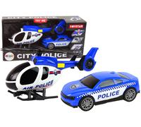 Set della polizia con elicottero e auto con suoni - blu