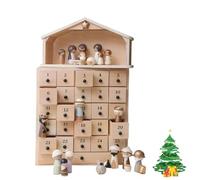 Set dell'Avvento "The Rescuer Nativity" - Calendario in legno con 25 cassetti, figure in resina dipinte a mano, libro di accompagnamento e baule in legno | Tradizione di famiglia natalizia (1Pc)