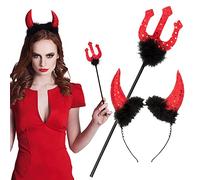 Boland- Kit Diavoletta con Corna e Forcone per Adulti, Rosso, Taglia Unica, 74433