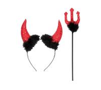 Boland- Kit Diavoletta con Corna e Forcone per Adulti, Rosso, Taglia Unica, 74433