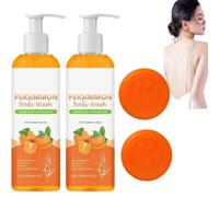 Set Detergente Corpo e Sapone al Cachi - Elimina il Nonenale (odore legato all'invecchiamento), con estratto di cachi giapponese;detergente idratante per zone critiche dietro le orecchie (2 pezzo)
