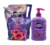 SET DETERGENTE INTIMO NEUTRO E DELICATO, All'Estratto Di Malva: Flacone Con Tappo Dosatore 500ml + Busta Ricarica 1L