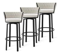 Set di 1/2/3/4 sgabelli da bar girevoli, design in velluto aperto con schienale intrecciato e poggiapiedi oro/nero, sedie da pranzo per cucina e pub