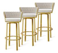 Set di 1/2/3/4 sgabelli da bar girevoli, design in velluto aperto con schienale intrecciato e poggiapiedi oro/nero, sedie da pranzo per cucina e pub