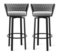 Set di 1/2/3/4 sgabelli da bar girevoli, design in velluto aperto con schienale intrecciato e poggiapiedi oro/nero, sedie da pranzo per cucina e pub