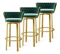 Set di 1/2/3/4 sgabelli da bar girevoli, design in velluto aperto con schienale intrecciato e poggiapiedi oro/nero, sedie da pranzo per cucina e pub