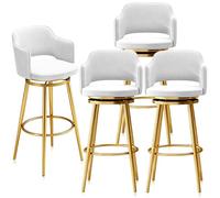 Set di 1/2/3/4 sgabelli da bar girevoli ergonomici imbottiti in velluto con schienale e piedini in metallo, per isola colazione