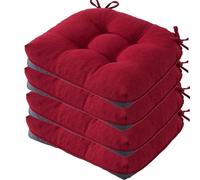 Set di 1/2/4 Cuscini per Sedia, Cuscini per Sedia 40 x 40 cm Uso Iinterno ed Esterno Set per Sedia con Cintura, Antiscivolante,Sedia da Ufficio Balcone, Cuscino per Sala(Wine Red,40x40x8cm 4pcs)