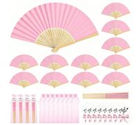 Set di 1-60 ventagli pieghevoli eleganti, include biglietti di ringraziamento e sacchetti regalo, ventagli in bambù per spose, perfetti come regali per damigelle e decorazioni per matrimoni, adatti pe