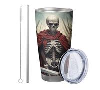 Set di 1 bicchiere da guerra, motivo: spade da guerra, violenza, medievale, rosso e grigio, isolante, senza piede, doppia parete, 590 ml