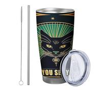 Set di 1 bicchiere da strega bohemien astratto carino motivo stelle collana verde nero giallo verniciato a polvere calda e fredda senza fuoriuscite scuola presepe con coperchio tazza da bere 590 ml