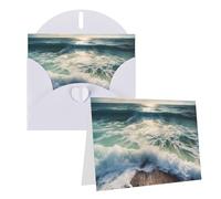 Set di 1 biglietto di ringraziamento con buste, Sea On The Boards, biglietto di auguri per note personalizzate, biglietti formali per tutte le occasioni, adatti per piccole imprese, baby shower