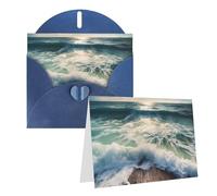 Set di 1 biglietto di ringraziamento con buste, Sea On The Boards, biglietto di auguri per note personalizzate, biglietti formali per tutte le occasioni, adatti per piccole imprese, baby shower