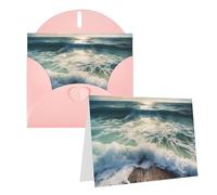 Set di 1 biglietto di ringraziamento con buste, Sea On The Boards, biglietto di auguri per note personalizzate, biglietti formali per tutte le occasioni, adatti per piccole imprese, baby shower