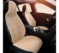 Set di 1 coprisedili universali per auto, in lana d'agnello, per sedili anteriori, accessori per auto, per interni (beige, coprisedili per auto anteriori)