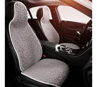 Set di 1 coprisedili universali per auto, in lana d'agnello, per sedili anteriori, accessori per auto, per interni (grigio, coprisedili anteriori)
