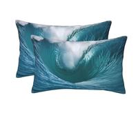 Set di 1 federa per cuscino con motivo a onde oceaniche, federa in microfibra per capelli e pelle, copricuscini super morbidi con cerniera nascosta, 50,8 x 76,2 cm