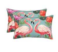 Set di 1 federa per cuscino Flamingo Love Flowers, federa in microfibra per capelli e pelle, copricuscino super morbido con cerniera nascosta, 16"x24"
